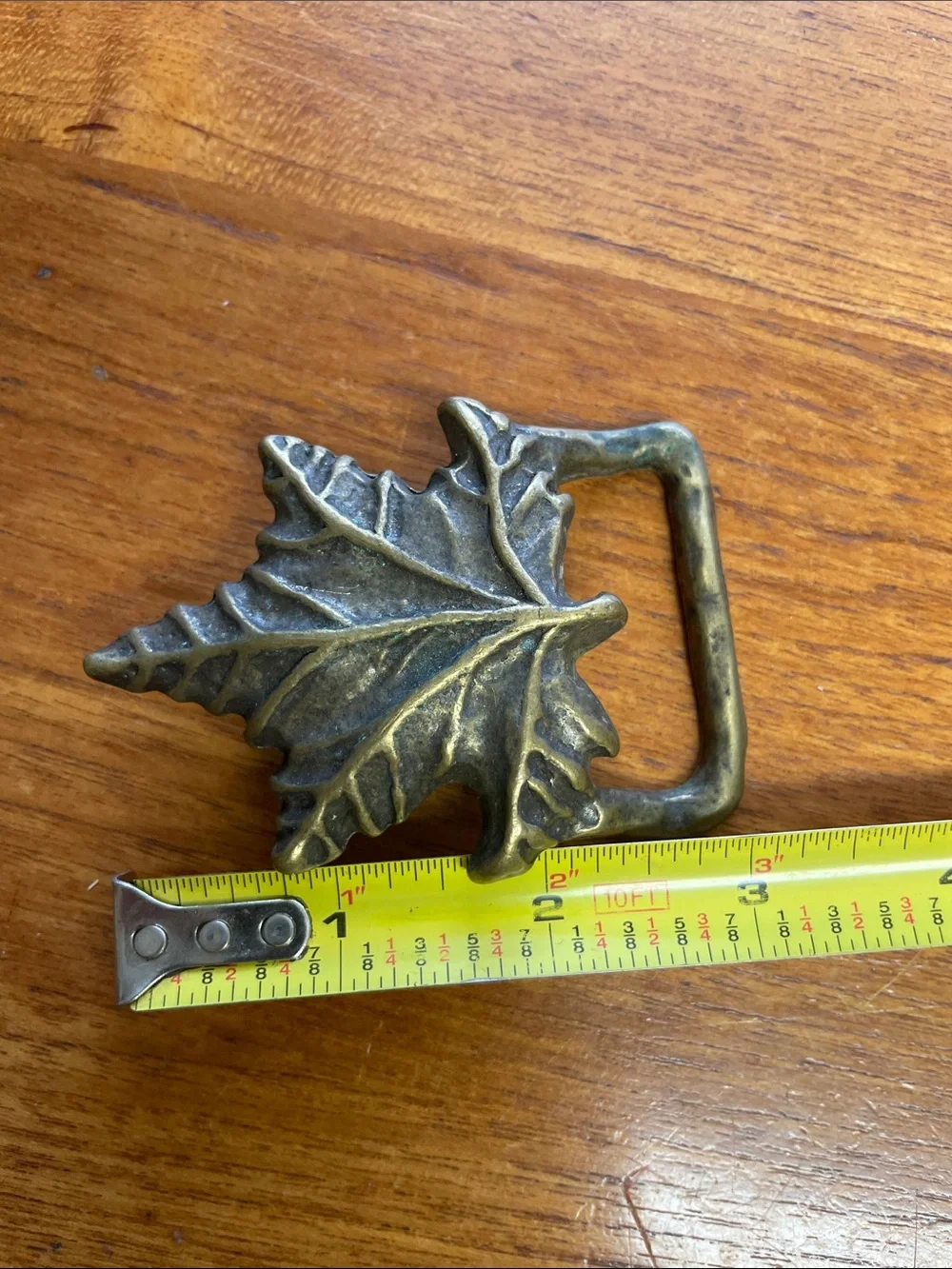 Brass Maple Leaf Belt Buckle - 2x2.